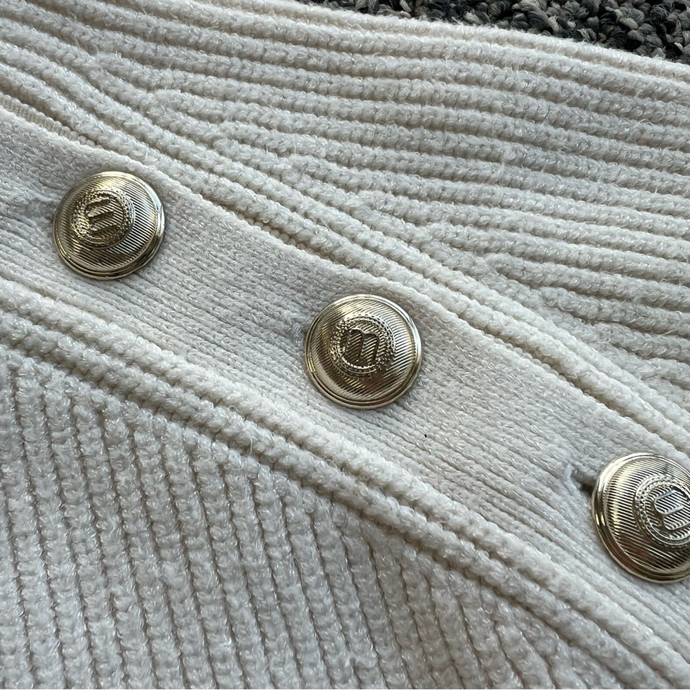 MAJE Cream Sweater with Gold Button Accents - Picture 7 of 9
